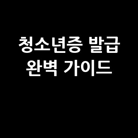 청소년증 발급 방법: 혜택부터 준비물까지 완벽 가이드