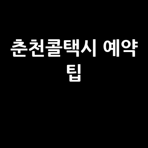 춘천 콜택시 이용 방법: 빠르고 쉬운 예약 팁