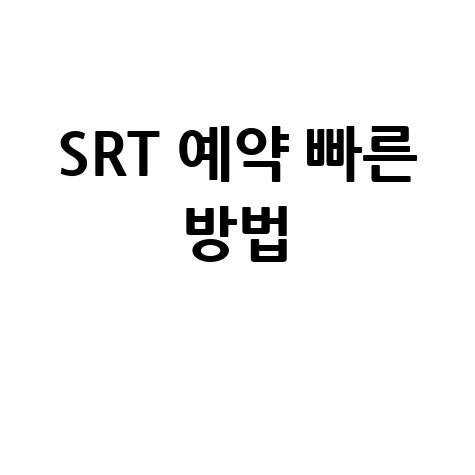 SRT 홈페이지 예약 빠르고 쉬운 방법