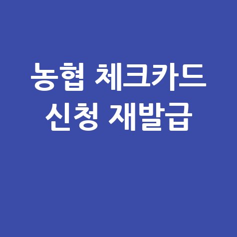 농협 체크카드: 신청부터 재발급까지 완벽 가이드