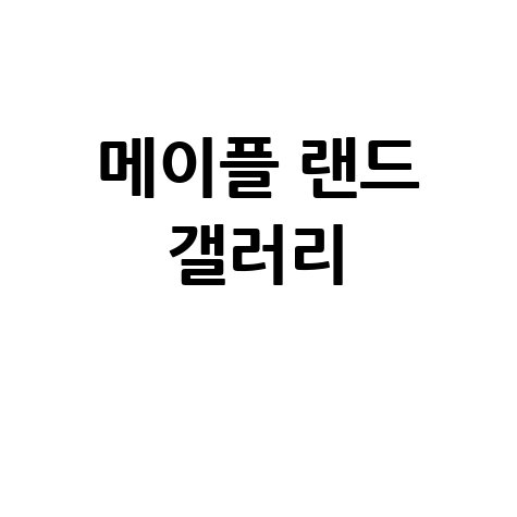 메이플 랜드 갤러리 완벽 가이드