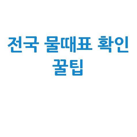 초보자도 OK! 전국 물때표 쉽게 확인하는 꿀팁