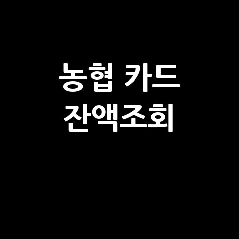 농협 국민행복카드 잔액조회 및 사용처 정리