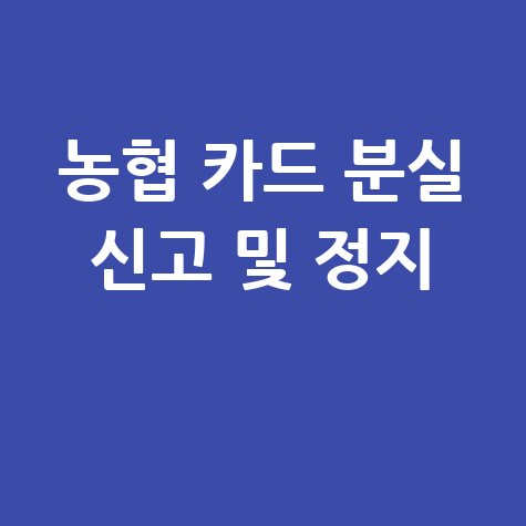 농협 체크카드 정지 방법 안내 및 분실 신고 처리 가이드