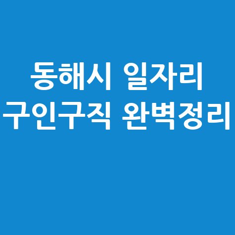 동해시 일자리 구인구직 사이트: 공공근로 알바 고용센터 완벽정리