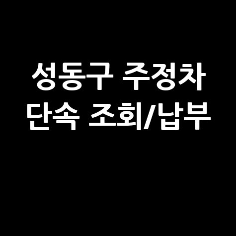 성동구 주정차단속 알림 신청 및 과태료 조회 납부 방법