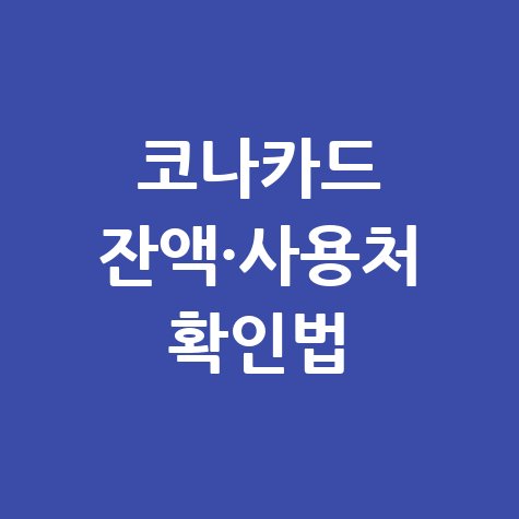 코나카드 잔액조회 및 사용처 확인 방법 쉽게 알아보기