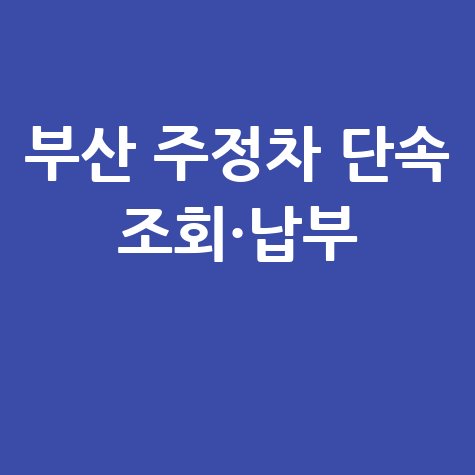 부산 서구 주정차단속 알림 신청 및 과태료 조회 납부 방법