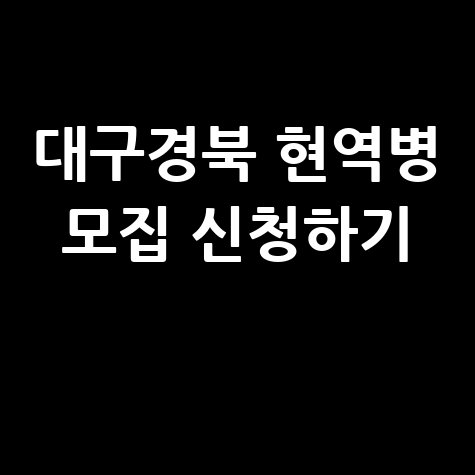 대구경북지방병무청 현역병 모집 신청방법 자세히보기
