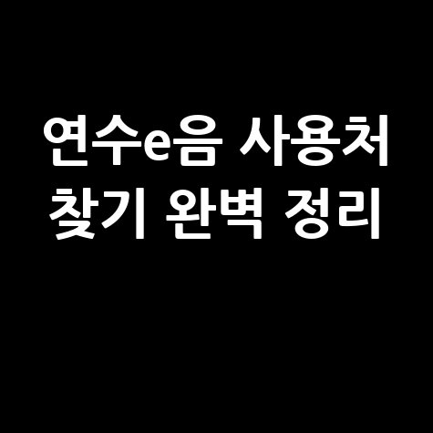 연수e음 가맹점 찾기 및 사용처 조회 방법 완벽 정리